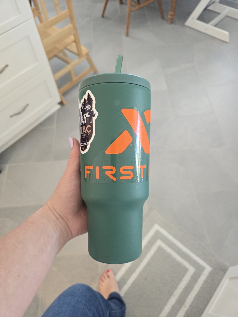 Matte Forest Green Travel Tumbler with Bright Orange Logo